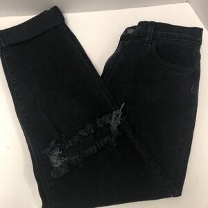 Fashion Nova distressed boyfriend jeans.